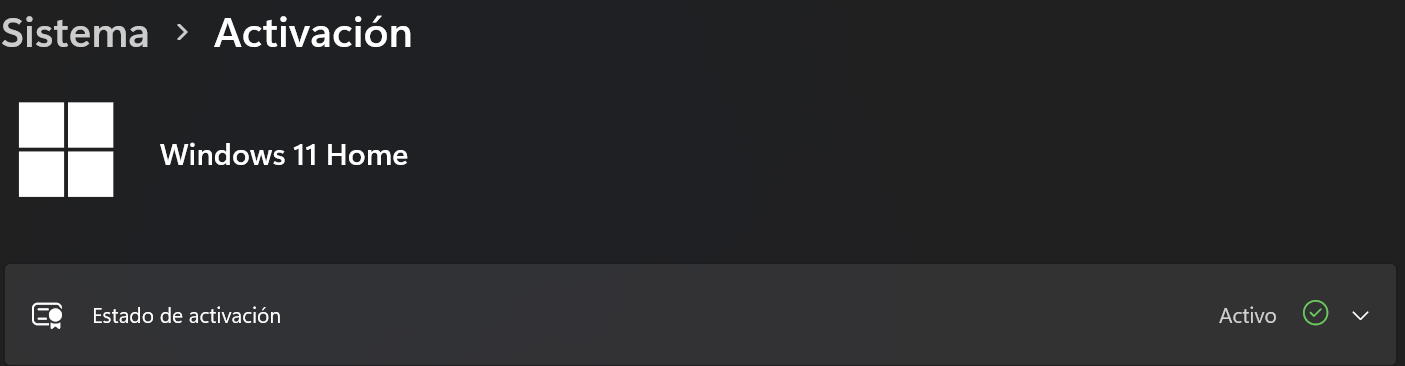 Estado de activación en Windows