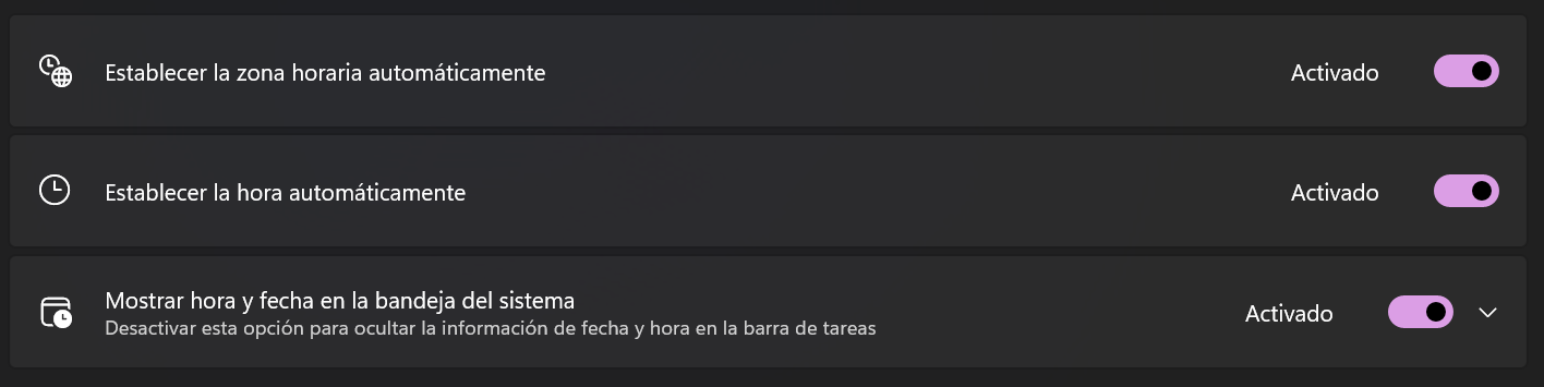 Captura de pantalla de botones permitidos