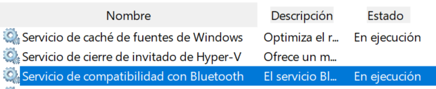 Propiedades del servicio para deshabilitarlo