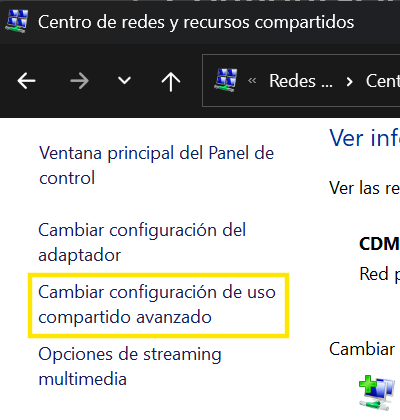Configuración de uso compartido avanzado