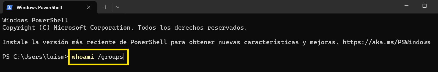 Ejemplo del comando escrito