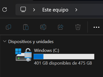 Ejemplo de disco con candado de BitLocker